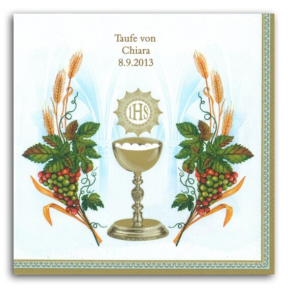 Kelch, Trauben  + &Auml;hren Servietten, inkl. Druck