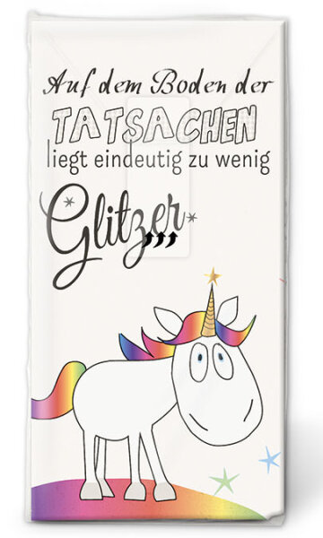 Taschentuch Einhorn auf dem Boden der Tatsachen
