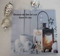 Laterne mit Winterdeko Servietten; inkl. Druck