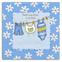 Babyw&auml;sche blau Servietten, inkl. Druck