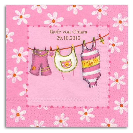 Babyw&auml;sche rosa Servietten, inkl. Druck